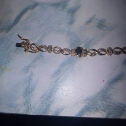 Ross Simons Sapphire Diamond Accent Bracelet-Designer Gold over Sterling Silver Link Bracelet