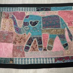 Bohemian Hand made Embrodiered Elephant Tapestry 