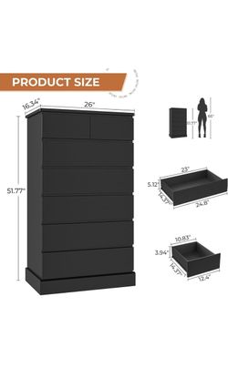 7-Drawer Black Tall Dresser