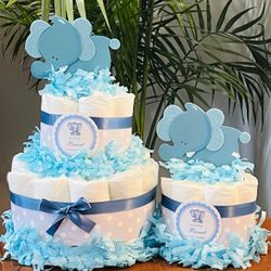 Baby Shower Gift for Boy - Elephant Diaper Cake Centerpiece