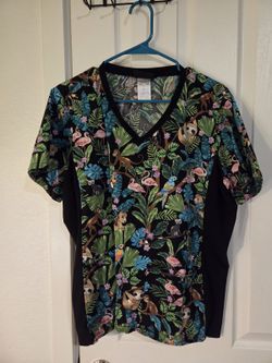 Cherokee Jungle Animal Print Scrub Top – Size L