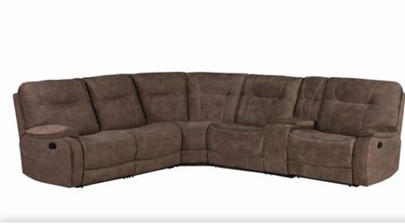 Dax Brown Polyester 132" 3 Piece Manual Reclining Modular Sectional