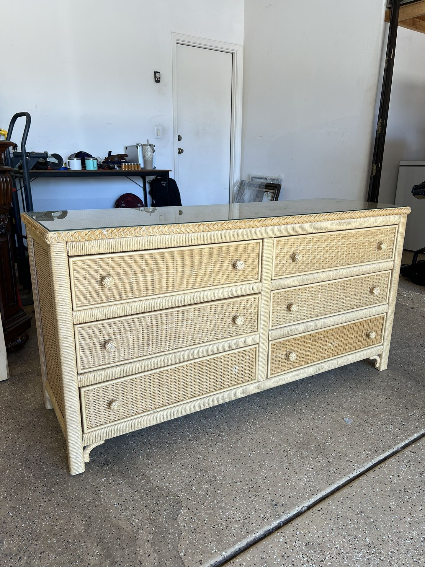 Vintage 1986 Henry Link Wicker Dresser