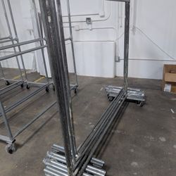 Galvanized steel Single Bar Garment Racks (5 Available)