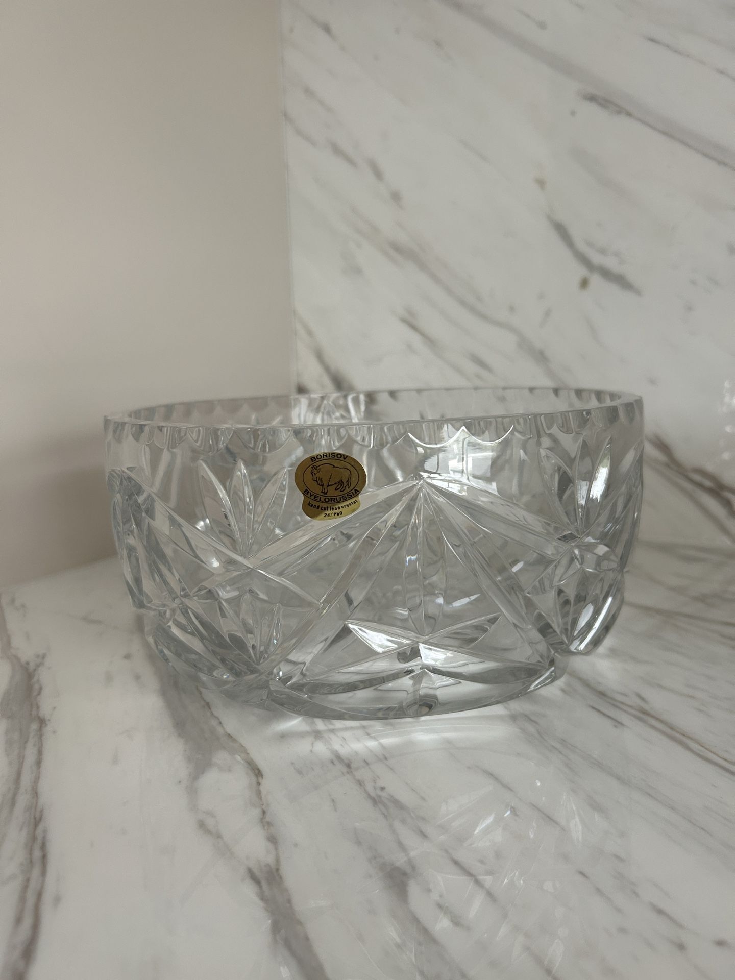 Brand New Vintage Heavy Crystal Bowl Hand Cut 24% Lead Borisov Made In Poland