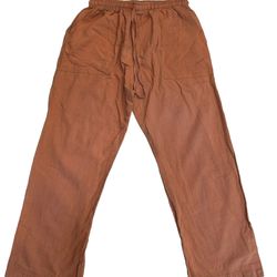 Orange Fisherman Style Boho Lounge Pants Unisex Large