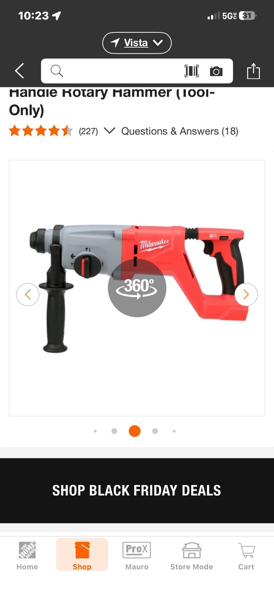 Milwaukee M-18 Rotary Hammer SDS , Plus D Handle