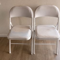 Padded Folding Chairs (Set of 2) | Space Saving | White