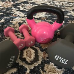 15lb Kettle Bell+15lb Dumbbell +2lb Dumb Bell