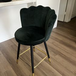 Two Green Velvet Stools