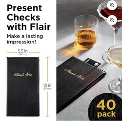Check Presenters for Restaurants Bulk 40 Pack - 5.5 x 10 Inch Double Side Check Presenter with  Thank You Imprint - Receipt Holder for Organized Payme