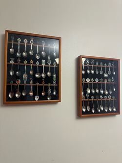 Souvenir Spoon Collection with Display Cases