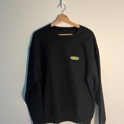 Black Ikea logo Designer Furniture Embroidery Cotton Crewneck Sweatshirt