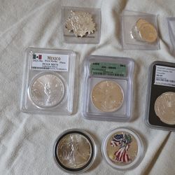 various silver rounds and denominations