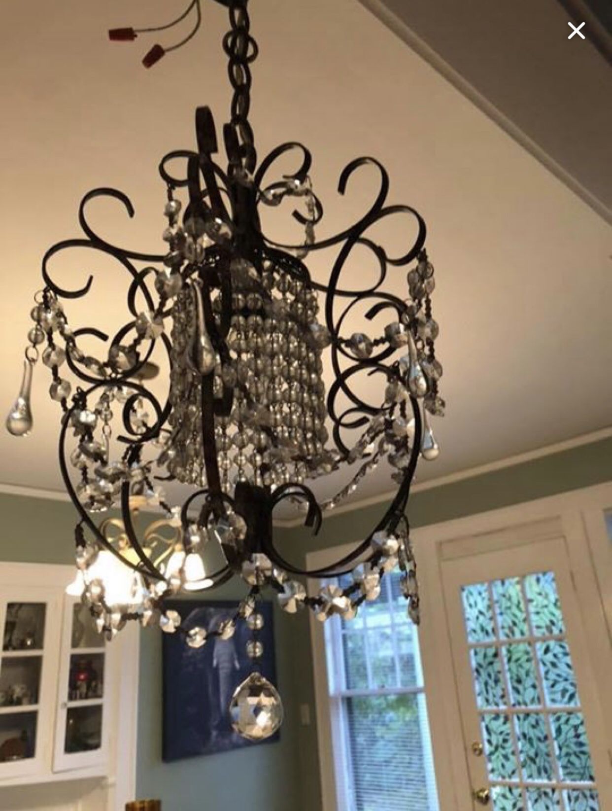 Small glass ceiling chandelier