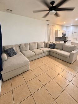 Large Beige U-Shaped Sectional