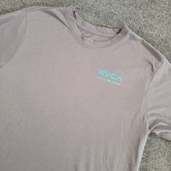 RVCA Men's Gray Graphic Logo Print Crew Neck Short Sleeve T-Shirt Medium