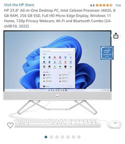 HP 23.8” All-in-One Desktop PC, Intel Celeron Processor J4025, 8 GB RAM, 256 GB