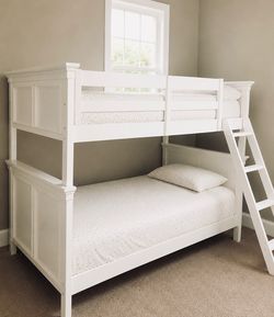 Kids white bunk bed - twin size