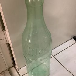 Vintage Coca-Cola Green Tint Plastic Giant 24" Tall Soda Bottle Bank, Used