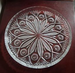 Vintage 1990s Irena Crystal Serving Platter, Made in Poland, 24% Leaded Crystal