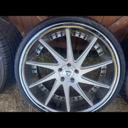 22 Staggered Rims And Tires