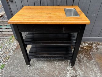 Butcher block island prep station