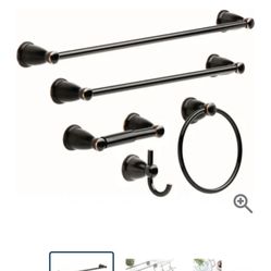 Franklin 5 Pc. Brass Bathroom Towel & Toilet Roll Set-NEW