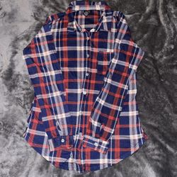 Rue 21 Flannel Shirt Women's Size Medium Plaid Long Sleeve 100% Cotton USA