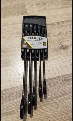 New Stanley Black Chrome 5 Piece Standard Wrench Set