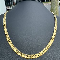 Jewelry 18k Yellow Gold Tiger Eye Mariner link 24” Chain necklace 32.20 grams 4.80mm