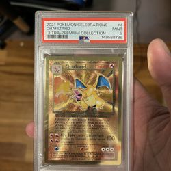 PSA 9 Pokemon Charizard Gold Metal Celebrations UPC Promo