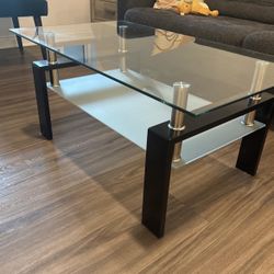  Coffee Table With Glass And Under Shelf Modern Style 