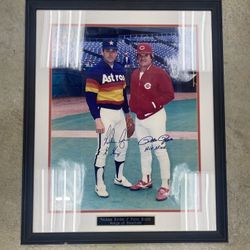 Signed Nolan Ryan and Pete Rose Framed Photo