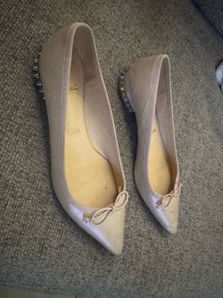 Christian Louboutin Hall Flat Fennec Nappa Leather Spike Pointed Ballerina