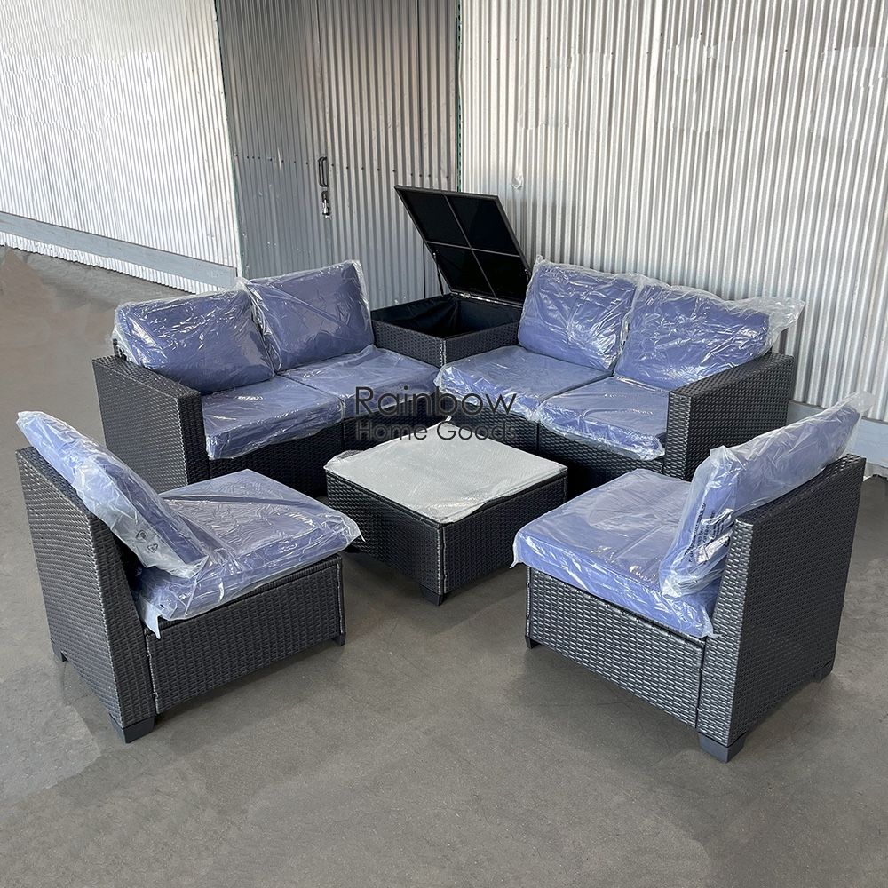 8pc Outdoor Sectional Patio Furniture With Storage