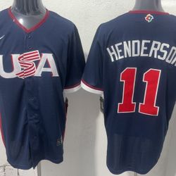 USA #11 Gunnar Henderson WBC Navy Jersey - Stitched - All Sizes (SHIPPING ONLY)