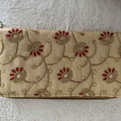 Gold embroidered hand bag- clutch