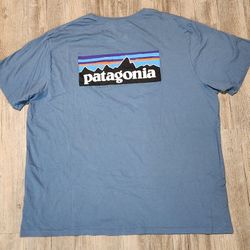 Patagonia Mens Blue Organic Cotton T-shirt size 2XL 