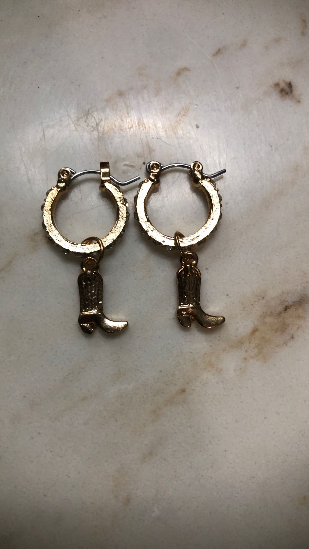 Gold Hoop Earrings With Cowgirl Boots