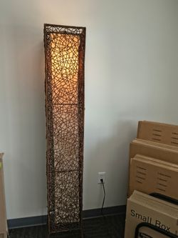 MCM  ITALIAN RATTAN AND FABRIC  FLOOR LAMP RARE FIND