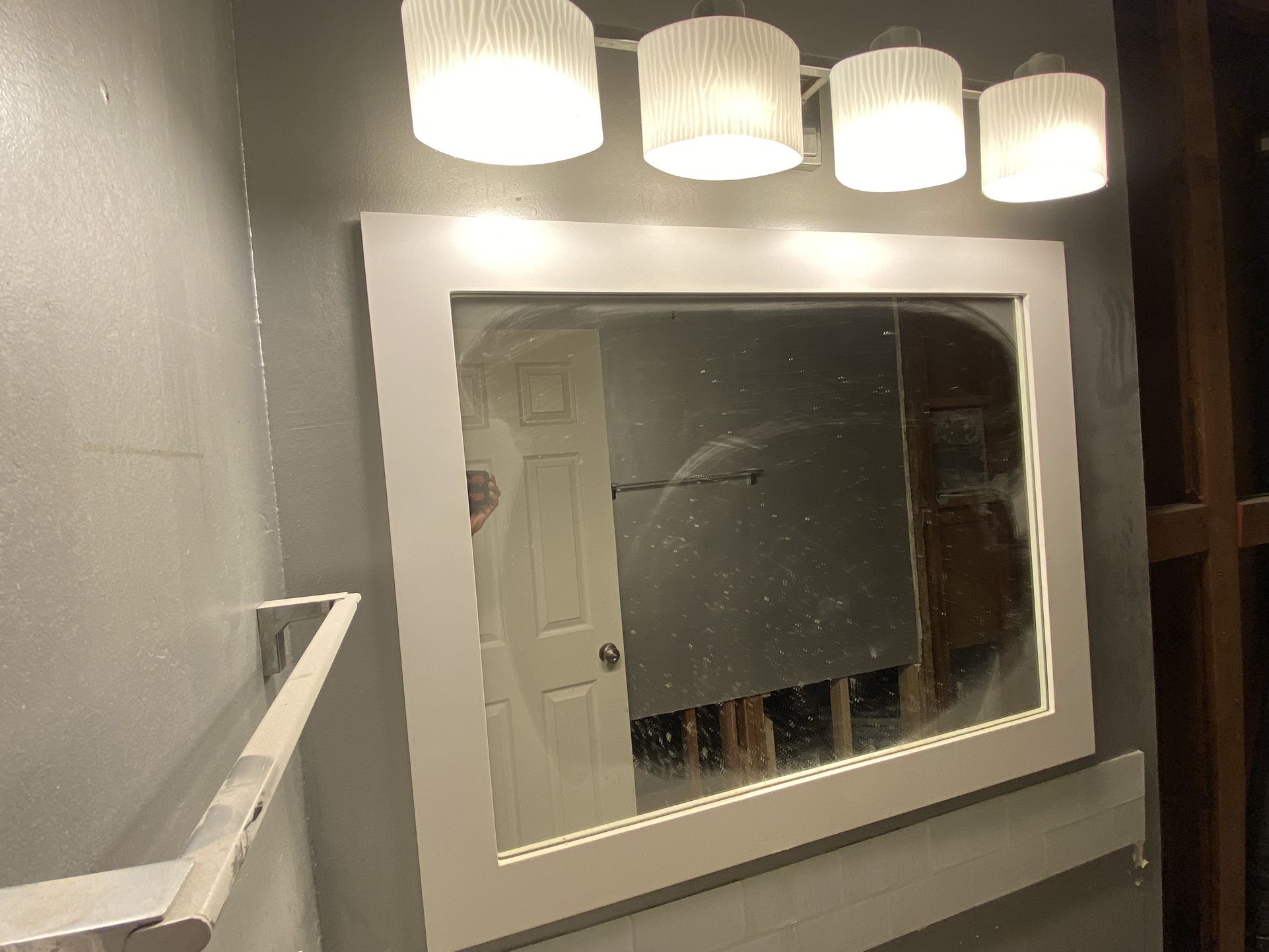 Mirror And Lights , Granite Top Sink
