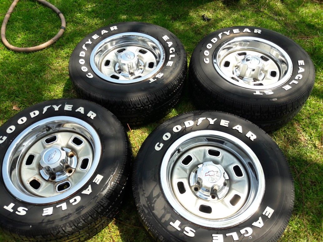 1968 1972 3 Chevy Nova Rally wheels complete set of tires rims and caps