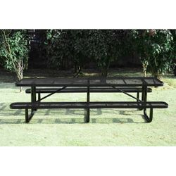 LifeYard 120" KD picnic table with 3 legs, 10' camping table, commercial table, Black