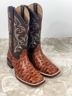 Bota rodeo piel grabada avestruz- ostrich print leather rodeo boots