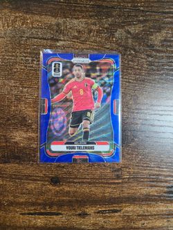 2026 Panini Prizm FIFA World Cup Youri Tielemans Blue Wave Prizm #/55