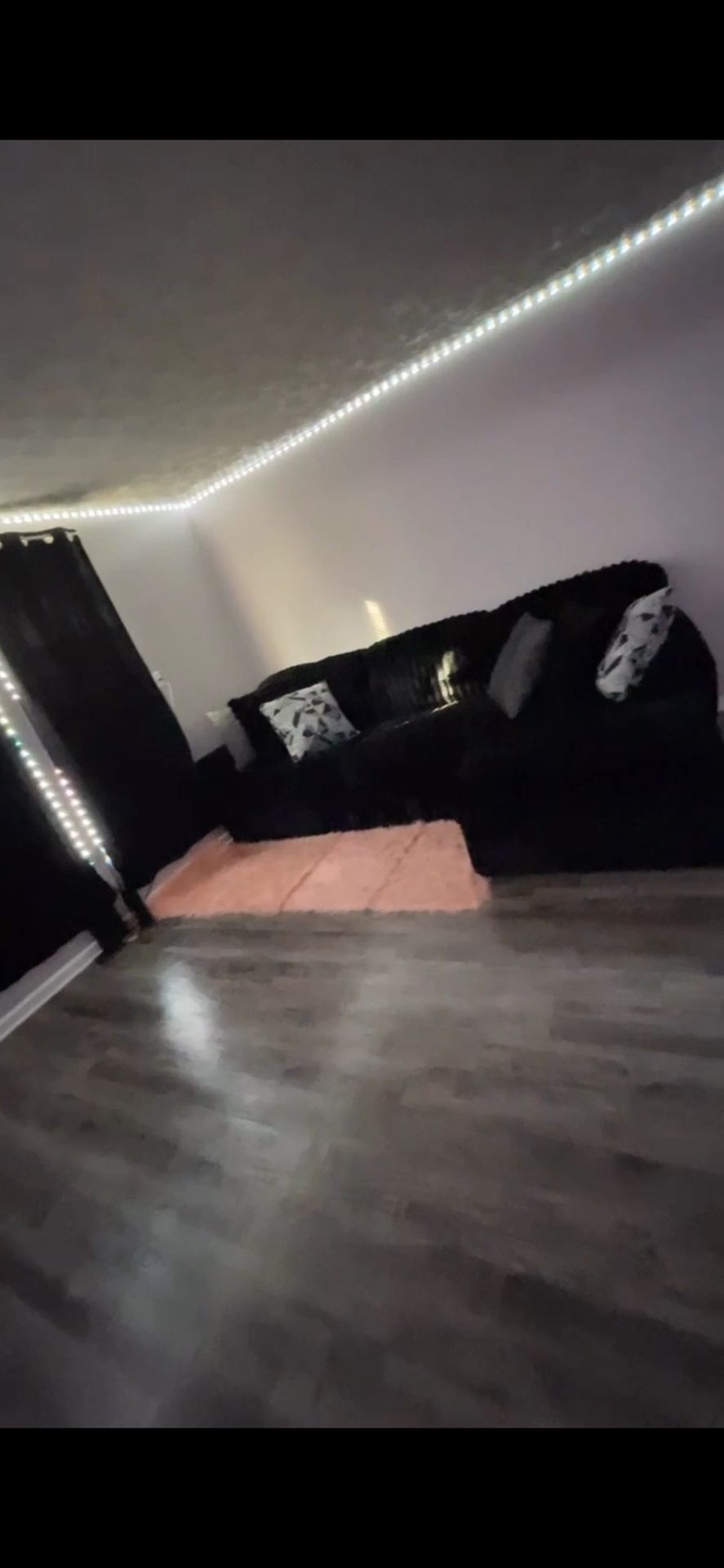 black Fluffy Comfortable Sectional Couch