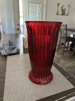 Red Large Glass Vase