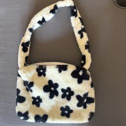 Floral Faux Fur Shoulder Bag
