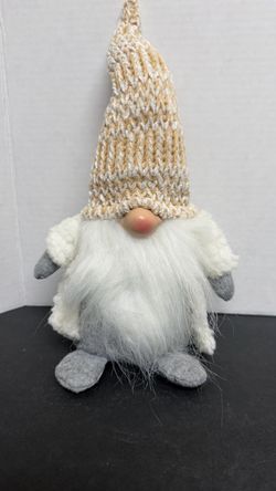 Plush Gnome Figurine with Knit Hat